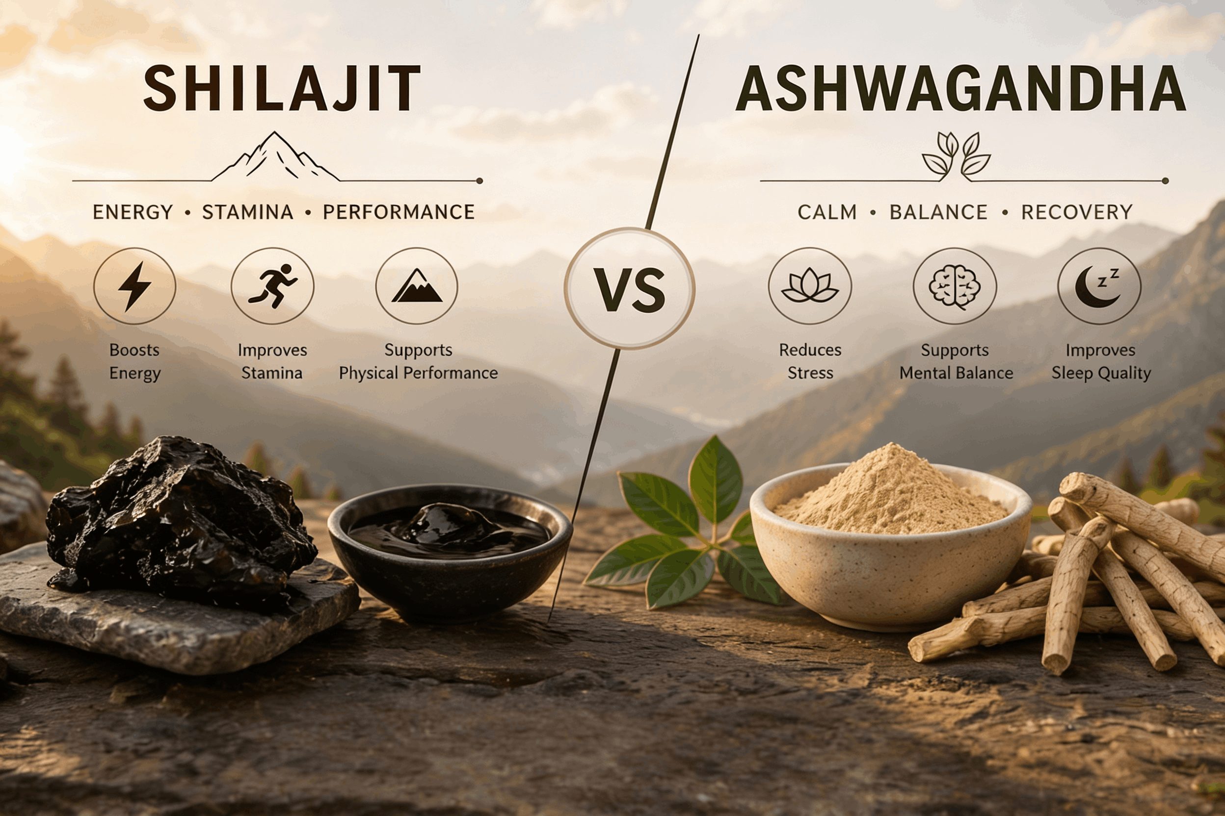 Shilajit vs ashwagandha: India's two greatest rasayanas how they differ and why ayurveda always used both