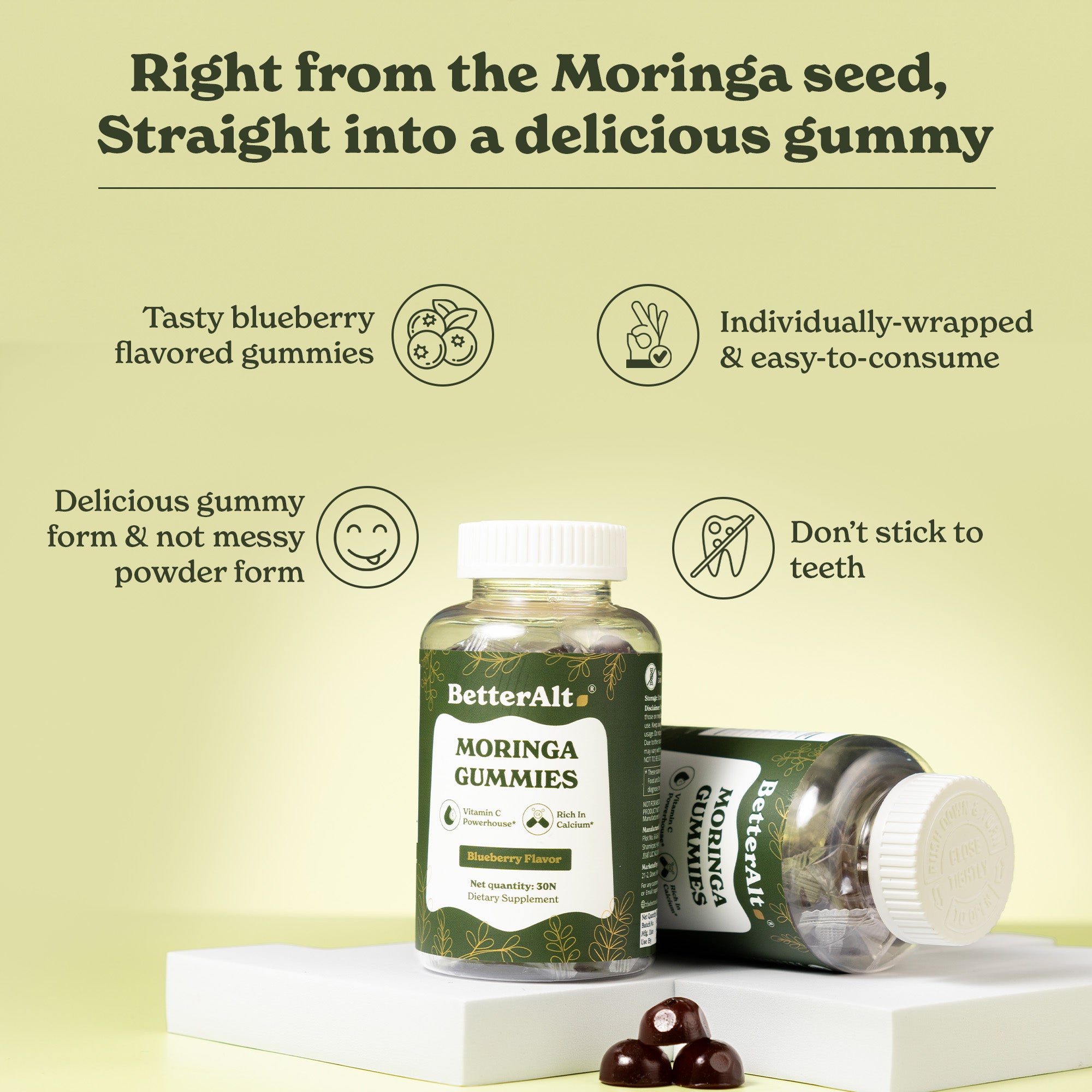 Moringa Gummies - Blueberry Flavour | Nutritional Powerhouse | Plant-based Pectin