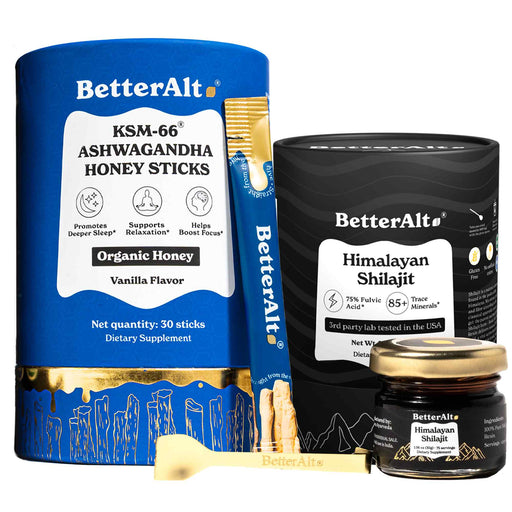 Himalayan Shilajit Resin + KSM-66 Ashwagandha Honey Sticks