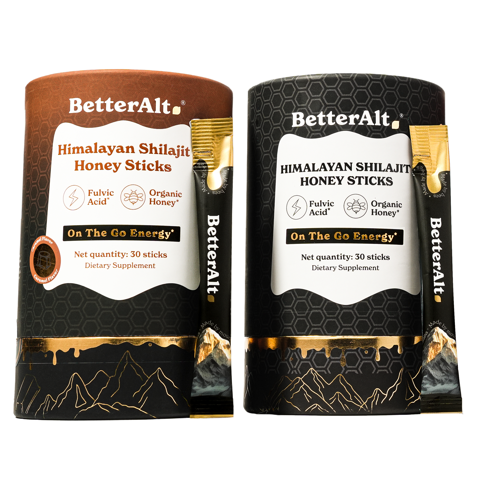 Himalayan Shilajit Honey Sticks - Classic + Caramel Combo